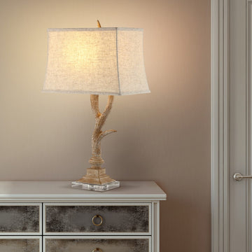 Antler 29.5" Rustic Resin/Crystal LED Table Lamp - JONATHAN Y